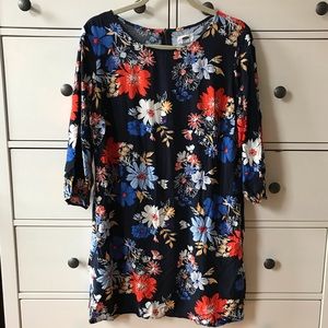 Navy Floral Shift Dress